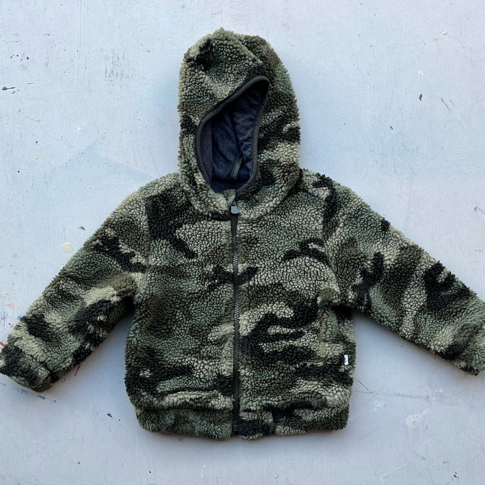 Kid's Gap Jacket Multicolor Camo Fleece 2T Soft Hood Casual Winter Zip Toddler